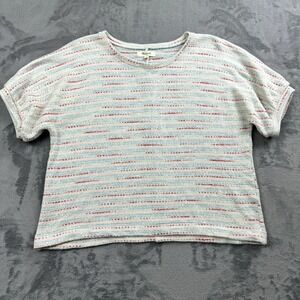 Madewell Womens Top Size M Puff Sleeve Boxy Colorful Knit Cottagecore Boho Chic